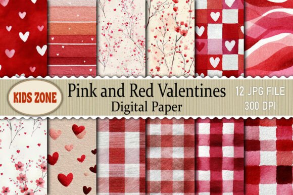 Download Pink and Red Valentines Digital Paper - Red Collection