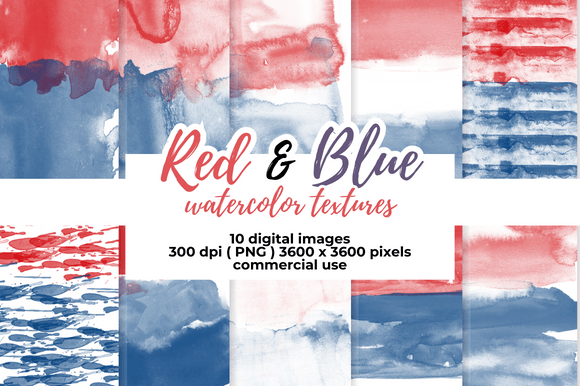 Download Red and Blue Watercolor Digital Papers - Red Collection