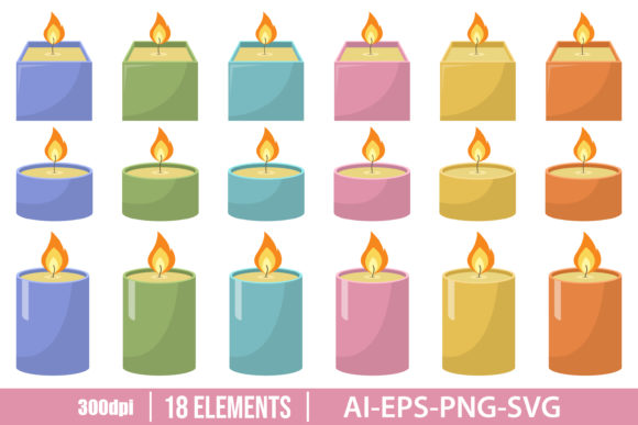 Download Colored Candle Clipart Vector Design - Red Collection
