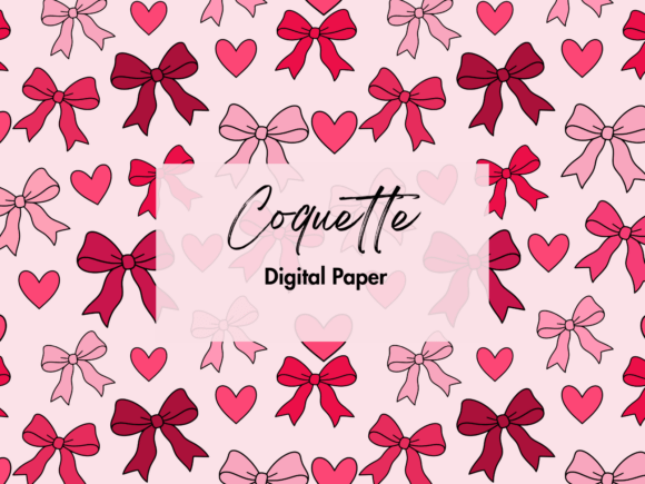 Download Cute Pink Bows Hearts Digital Paper - Hearts digital paper Collection