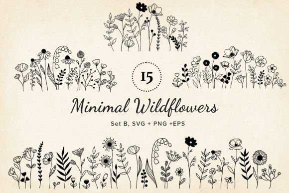 Download 15 Handdrawn Wildflower Arrangements SVG - Handdrawn Collection