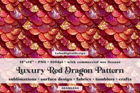 Download Red Gold Mermaid Scale Seamless Pattern - Red Collection