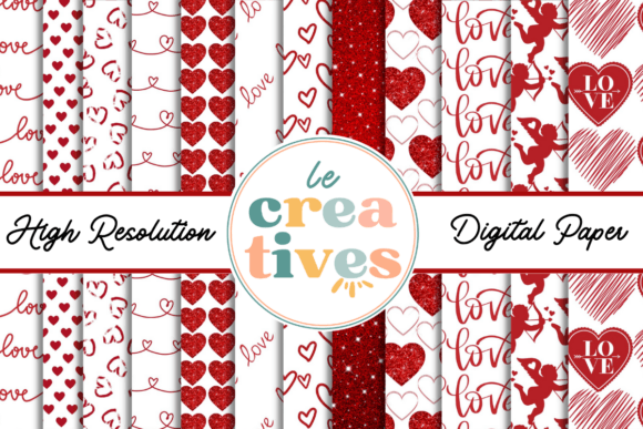 Download RED GLITTER VALENTINES DIGITAL PAPER - Red Collection