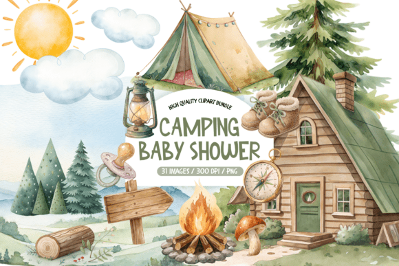 Download Camping Baby Shower Clipart - Shower Collection