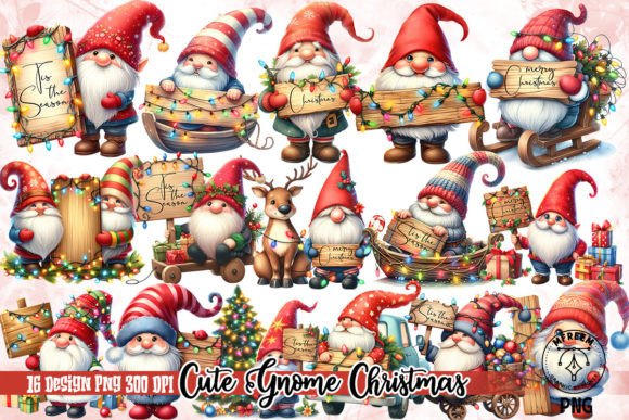 Download Cute Gnome Christmas Watercolor Clipart - Gnome christmas Collection