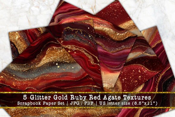 Download Glitter Gold Ruby Red Agate Scrapbook - Red Collection