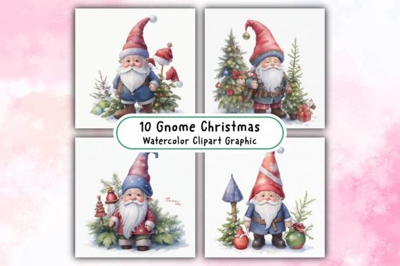 Download Gnome Christmas Watercolor Clipart - Gnome christmas Collection