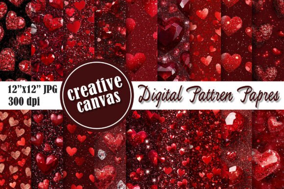 Download Red Glitter Hearts Digital Paper Bundle - Premium Resources
