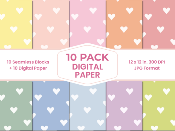 Download Pastel Hearts Digital Paper Bundle - Hearts digital paper Collection