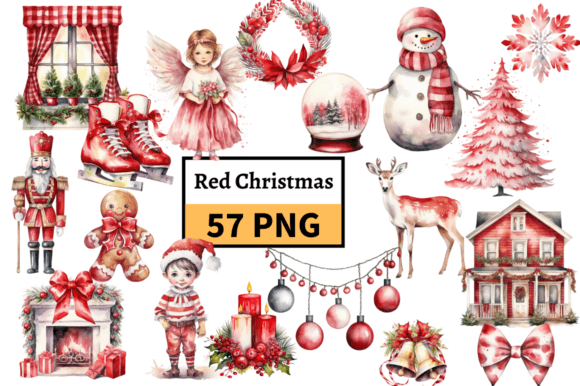 Download Red Christmas Illustrations Clipart PNG - Red Collection