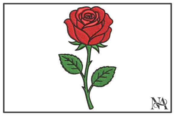 Download Classic Red Rose Stem Embroidery Design - Red Collection