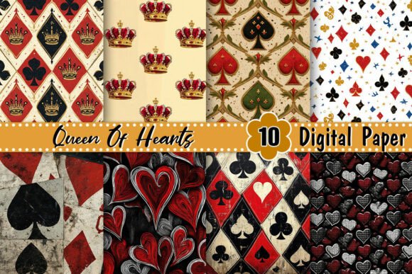 Download Queen of Hearts Digital Paper - Hearts digital paper Collection