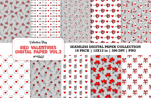 Download Red Valentines Digital Paper Vol. 2 - Red Collection