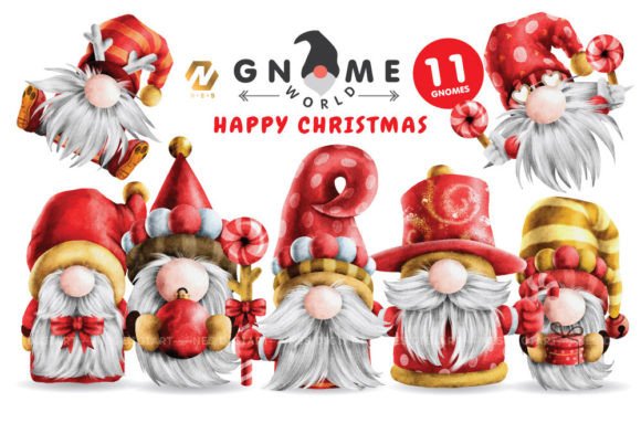 Download Cute Red Gold Gnome Christmas Clipart - Gnome christmas Collection