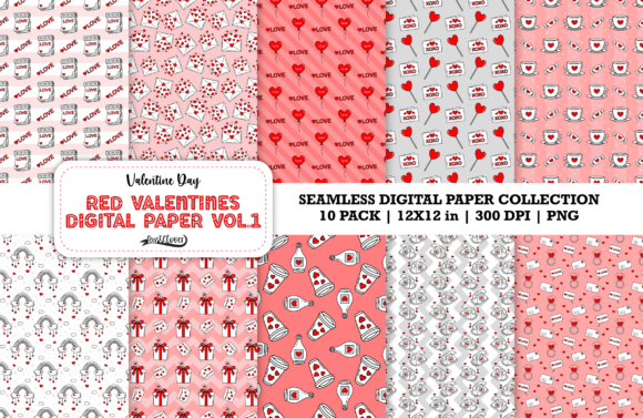 Download Red Valentines Digital Paper Vol. 1 - Red Collection