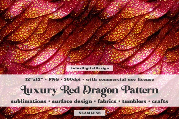 Download Red Gold Dragon Scale Seamless Pattern - Red Collection