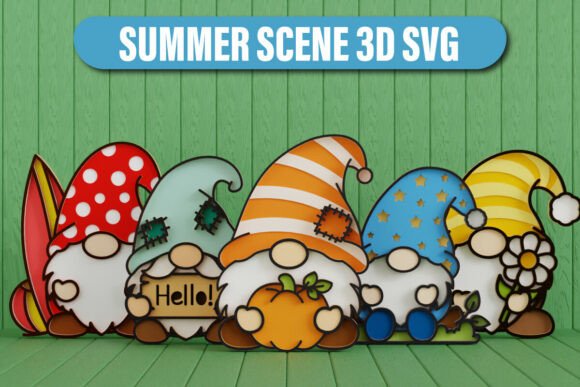Download Summer Gnome 3D SVG Multilayered Bundle - Red Collection
