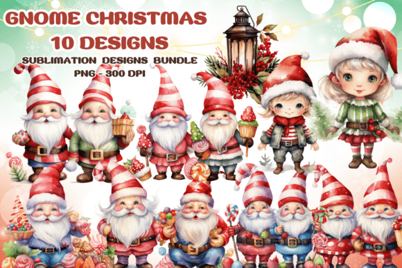 Download Gnome Christmas Candy Watercolor Clipart - Gnome christmas Collection