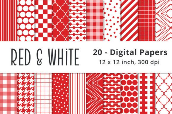 Download Red and White Digital Scrapbook Papers - Red Collection