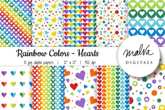 Download Rainbow Hearts Digital Paper Pack - Premium Resources