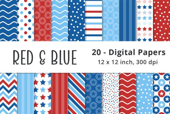 Download Red, White, &amp; Blue Stars Pattern Paper - Red Collection